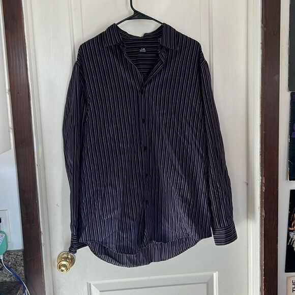 Button down purple and black striped men’s shirt - Picture 1 of 4
